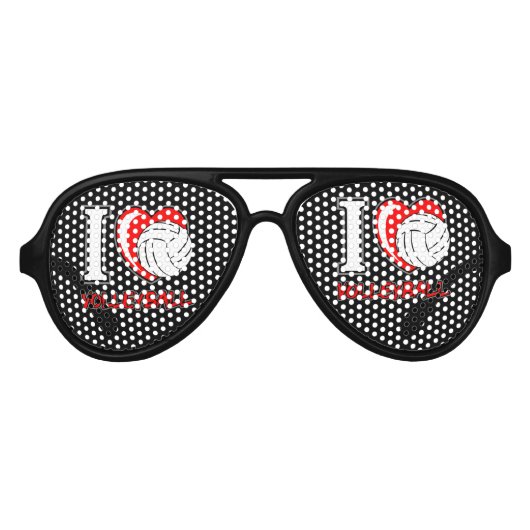 私はバレーボールが大好き – バレーボールのスローガンと引用文- アビエーターサングラス (正面)