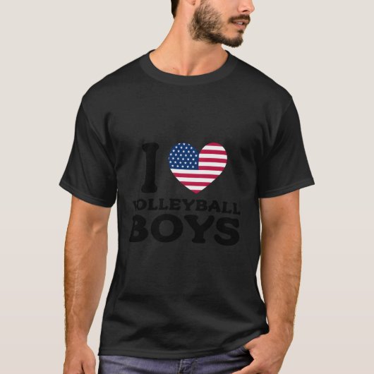 私はバレーボールのアメリカ国旗が大好き Tシャツ (正面)