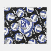 私はバレーボールのブルーグレーチームカラーの女の子が大好き フリースブランケット (正面(横))