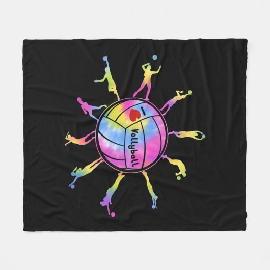 私はバレーボールスポーツタイDeyバレーボールファンTeが大好き フリースブランケット (正面(横))