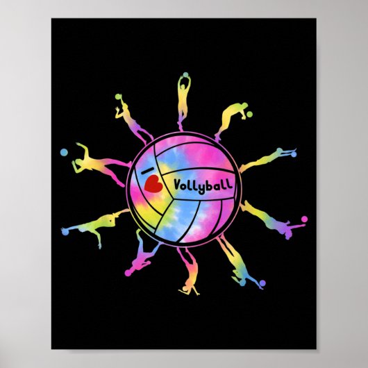 私はバレーボールスポーツタイDeyバレーボールファンTeが大好き ポスター (正面)