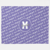 私はバレーボールタイポグラフィ薄紫任意の色が大好き フリースブランケット (正面(横))