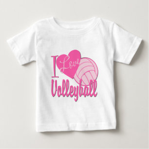 私はバレーボールピンクが大好き ベビーTシャツ