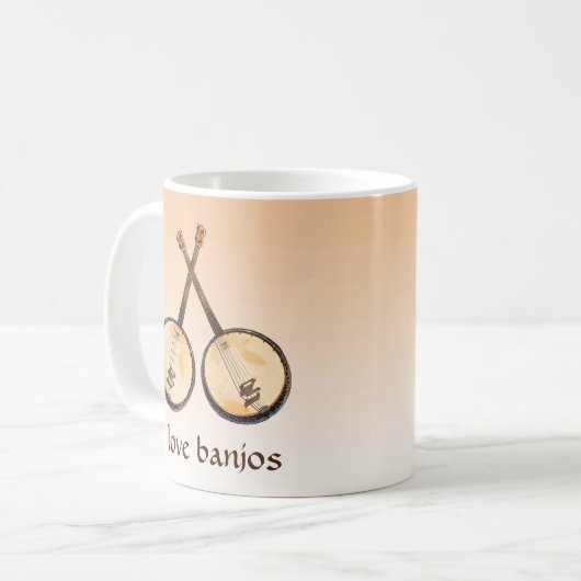 私はバンジョス音楽楽器マグ大好き コーヒーマグカップ (正面左)