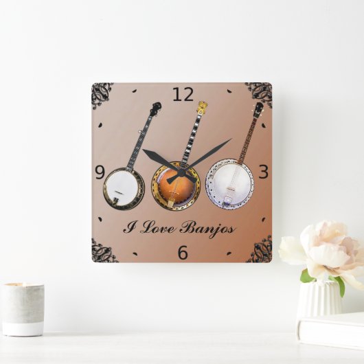 私はバンジョーが大好き スクエア壁時計 (ホーム)