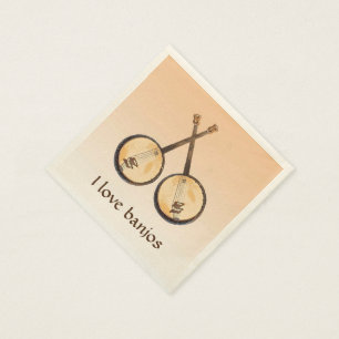 私はバンジョー音楽楽器の紙ナプキンを愛します スタンダードカクテルナプキン