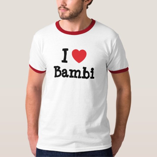 私はバンビハートTシャツが大好きです Tシャツ (正面)