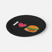 私はバーガーチーズバーガー不健康な食べ ペーパープレート (アングル)