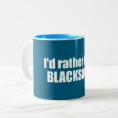 私はバージニア州のブラックスバーグに行きたい ツートーンマグカップ (正面左)