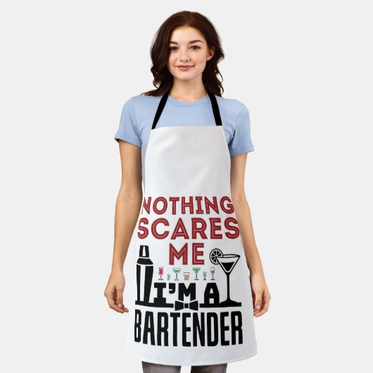 私はバーテンダーだから何も怖くない エプロン (着用した状態)