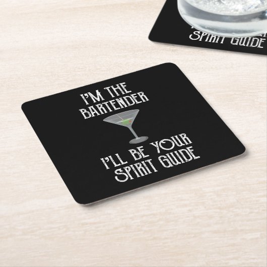 私はバーテンダーであなたの霊導役になる スクエアペーパーコースター (アングル)