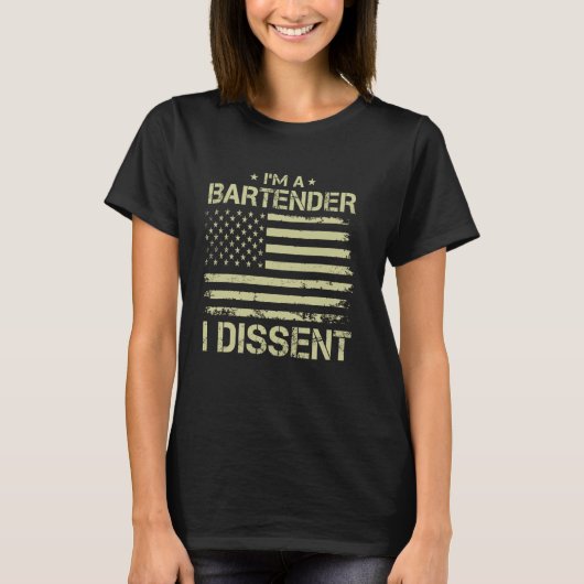 私はバーテンダー私は反対するアメリカの旗男性へをwo tシャツ (正面)