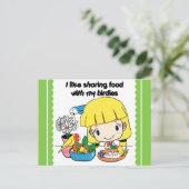 私はバーディーと食べ物を分かち合うのが好きだ ポストカード (スタンド正面)