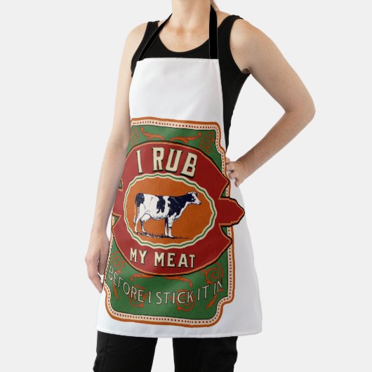 私はバーベキューに刺す前に肉をこする エプロン (インサイチュ)
