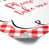 私はバーベキューをする1つの赤いギンガムピクニックを取って下さい ポスター (角)