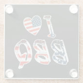 私はバーベキュー、アメリカの愛国心が大好き ガラスコースター (裏面)