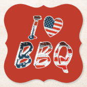 私はバーベキュー、アメリカの愛国心が大好き ペーパーコースター (正面)