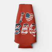 私はバーベキュー、アメリカの愛国心が大好き ボトルクーラー (正面)