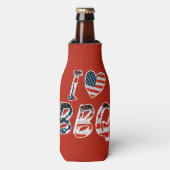私はバーベキュー、アメリカの愛国心が大好き ボトルクーラー (ボトル正面)