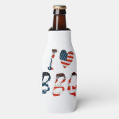私はバーベキュー、アメリカの愛国心が大好き ボトルクーラー (ボトル正面)