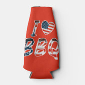 私はバーベキュー、アメリカの愛国心が大好き ボトルクーラー (正面)