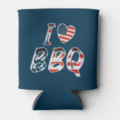 私はバーベキュー、アメリカの愛国心が大好き 缶クーラー (正面)