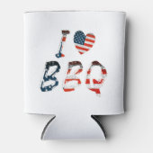 私はバーベキュー、アメリカの愛国心が大好き 缶クーラー (正面)