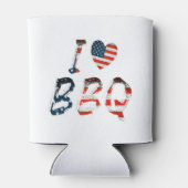 私はバーベキュー、アメリカの愛国心が大好き 缶クーラー (裏面)