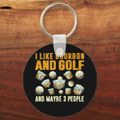 私はバーボンとゴルフが好きで、3人くらいかな キーホルダー (正面)