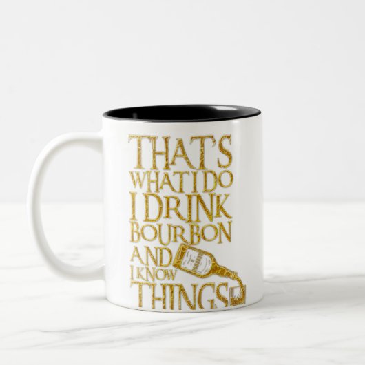 私はバーボンを飲み、飲み物を知っておもしろいいる ツートーンマグカップ (左)