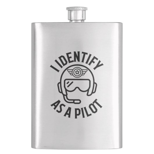 「私はパイロットだと思う」引用文、ユーモアおもしろい、 フラスク (正面)