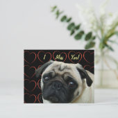 私はパグが大好きハート ポストカード (スタンド正面)