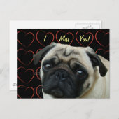 私はパグが大好きハート ポストカード (正面/裏面)