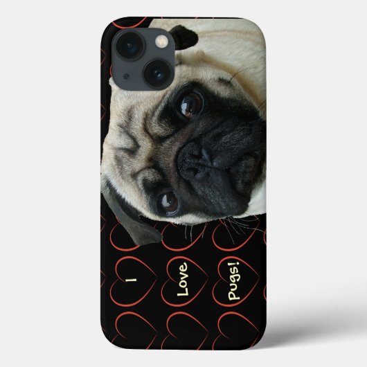 私はパグが大好きハート Case-Mate iPhoneケース (裏面)