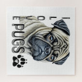 私はパグが大好き |かわいい犬のオーナー ジグソーパズル (横)