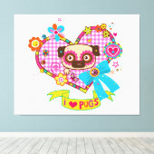 私はパグが大好き！キャンバス印刷 キャンバスプリント (インサイチュ (ウッドフロア))