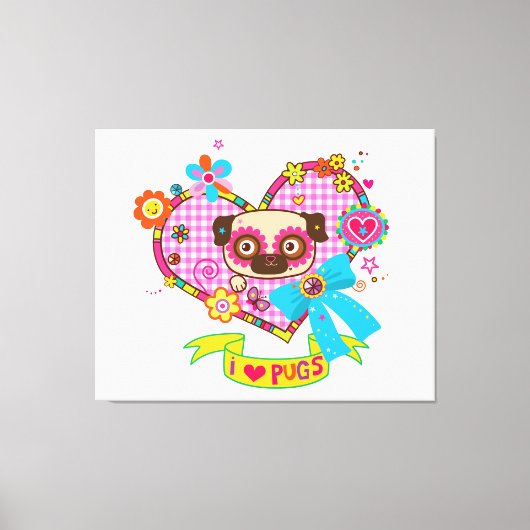 私はパグが大好き！キャンバス印刷 キャンバスプリント (正面)