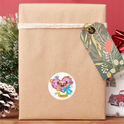 私はパグが大好き!シール ラウンドシール (クリスマス)