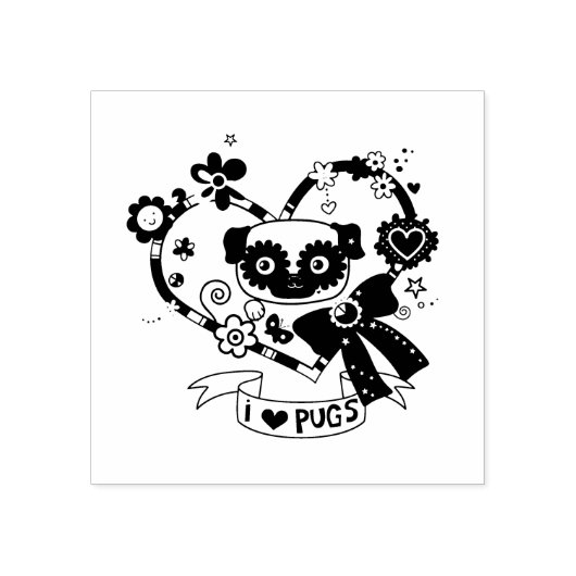 私はパグが大好き!スタンプ ラバースタンプ (インプリント)