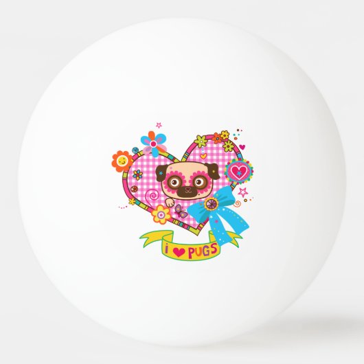 私はパグが大好き!ピンポンボール 卓球ボール (正面)