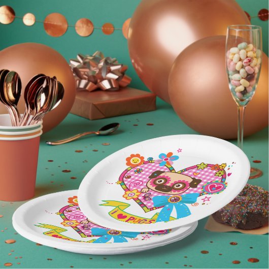 私はパグが大好き！紙プレート ペーパープレート (複数)