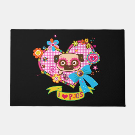 私はパグが大好き!doormat ドアマット (正面)