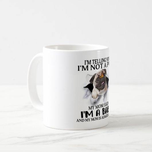 私はパグではない私はベビーのパグの恋人である コーヒーマグカップ (正面左)