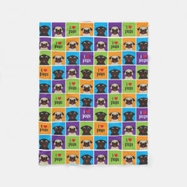 私はパグのフリースのブランケットを愛します フリースブランケット