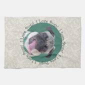 私はパグを愛します! キッチンタオル (横)