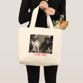 私はパグを愛します ラージトートバッグ (正面(商品))