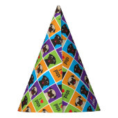 私はパグ色の正方形パターンを愛します パーティーハット (裏面)