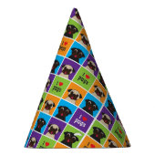 私はパグ色の正方形パターンを愛します パーティーハット (右)