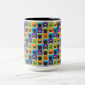 私はパグ色の正方形2の調子のマグを愛します ツートーンマグカップ (中央)