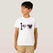 私はパグ-愛国心が強い子供--を愛します Tシャツ (正面フル)